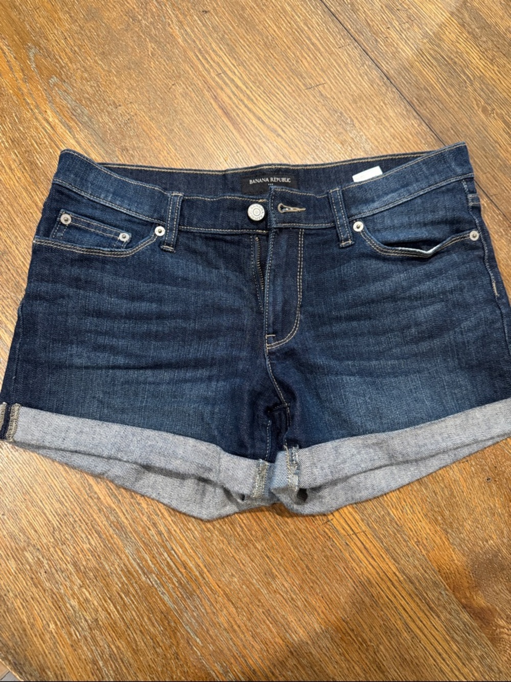 Banana Republic Dark Indigo Rolled-Hem Denim Shorts